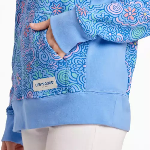 Women's Life Is Good Flower Doodle Pattern Simply Hoodie 4 Women's Life Is Good Flower Doodle Pattern Simply Hoodie - Image 2