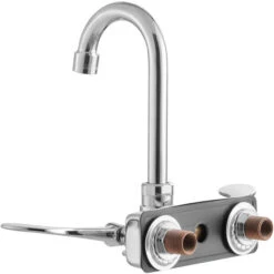 Regency Wall Mount Handsink Faucet With 3 1/2" Swivel Gooseneck Spout, 4" Centers, And Wrist Handles -Oofos shop 2233103