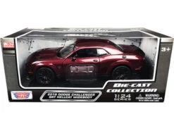 2018 Dodge Challenger SRT Hellcat, Burgundy - Motor Max 79350BUR - 1/24 Scale Diecast Model Toy Car