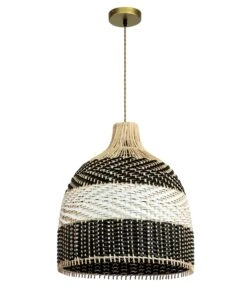 Ava 1-Light Rattan Black&White Pendant Design Pendant Light With Rattan Shade
