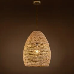 Veremund 1-Light Brown Pendant Design Pendant Light With Rattan Shade -Oofos shop M00196648026349 3451992180