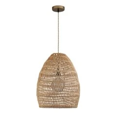 Veremund 1-Light Brown Pendant Design Pendant Light With Rattan Shade