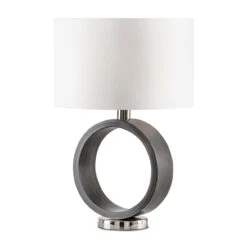 Of California Nova Of California Tracey Ring 24" Table Lamp In Charcoal Gray And Brushed Nickel With On/Off Switch