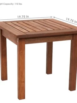 Sunnydaze Decor 19.75 In Meranti Wood Square Patio Side Table - Brown -Oofos shop M00810011717503 4120997852