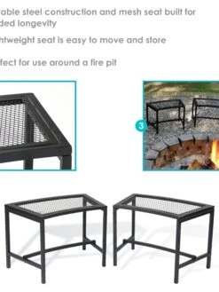 Sunnydaze Decor Fire Pit Benches Black Mesh For Patio -Oofos shop M00819804014942 3643426432