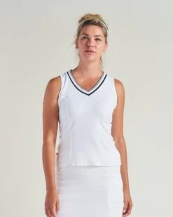 Women's L'Oeuf Poché Baseline V-Neck Rip Tennis Tank Top