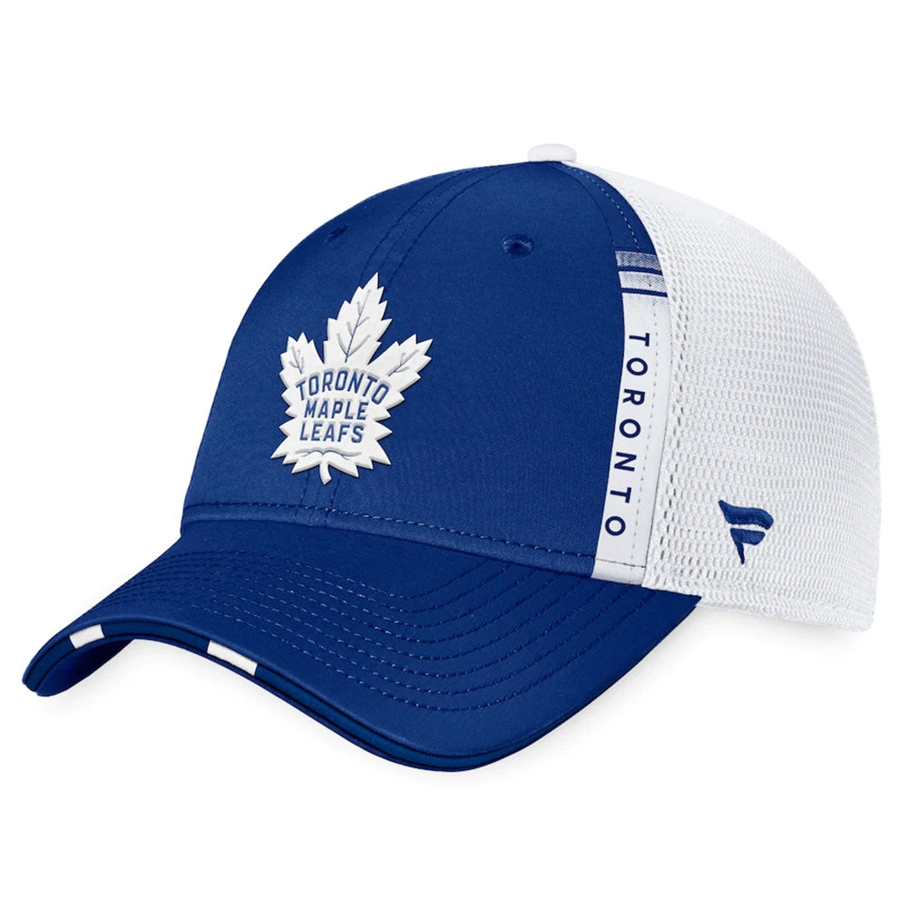 TORONTO MAPLE LEAFS FANATICS AUTHENTIC PRO 2022 NHL DRAFT STRUCTURED TRUCKER HAT 3 TORONTO MAPLE LEAFS FANATICS AUTHENTIC PRO 2022 NHL DRAFT STRUCTURED TRUCKER HAT