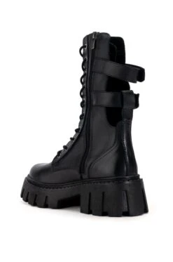 GENUINE LEATHER ASPECT LACE UP BOOTIE IN BLACK -Oofos shop aspect genuine leather lace up bootie in black black 4 4