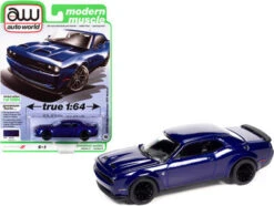 2019 Dodge Challenger SRT Hellcat, Indigo Blue Metallic - Auto World AWSP076/24A - 1/64 Diecast Car
