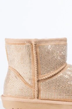 AZALEA WANG ALL NIGHT LONG RHINESTONE MINI ANKLE BOOTIES -Oofos shop azalea wang all night long multi stone mini ankle booties taupe 6