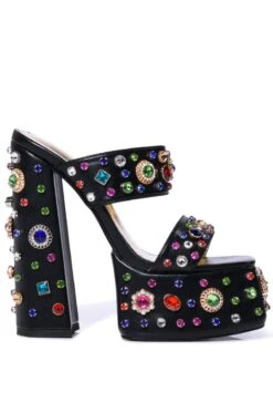Front Page -Oofos shop azalea wang breeze embellished chunky sandal in black black 2 2