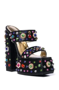 AZALEA WANG BREEZE EMBELLISHED CHUNKY SANDAL IN BLACK -Oofos shop azalea wang breeze embellished chunky sandal in black black 3 3