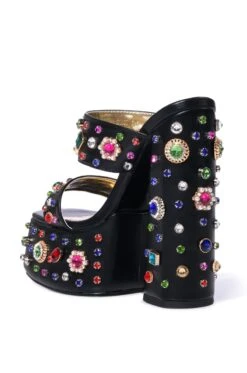 AZALEA WANG BREEZE EMBELLISHED CHUNKY SANDAL IN BLACK -Oofos shop azalea wang breeze embellished chunky sandal in black black 4 4