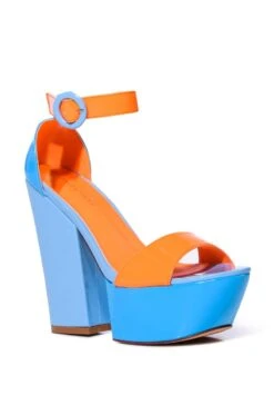 AZALEA WANG BUTTERSCOTCH COLOR BLOCKED SANDAL IN BLUE -Oofos shop azalea wang butterscotch color blocked sandal in blue blue 3 3