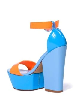 AZALEA WANG BUTTERSCOTCH COLOR BLOCKED SANDAL IN BLUE -Oofos shop azalea wang butterscotch color blocked sandal in blue blue 4 4