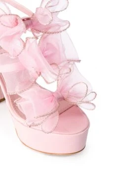 AZALEA WANG CATERINA CHUNKY SANDAL WITH BOW IN PINK -Oofos shop azalea wang caterina chunky sandal with bow in pink pink 5 5