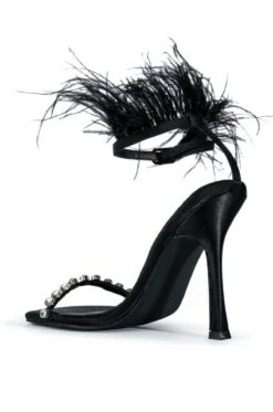 AZALEA WANG CONFETTI FEATHER STILETTO SANDAL IN BLACK -Oofos shop azalea wang confetti feather stiletto sandal in black black 5 5