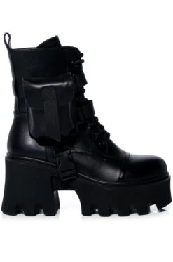 AZALEA WANG FOLLOW CHUNKY COMBAT BOOTIE IN BLACK