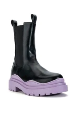 AZALEA WANG GHOSTED FLATFORM CHELSEA BOOT IN PURPLE -Oofos shop azalea wang ghosted flatform chelsea boot in purple purple 3 3