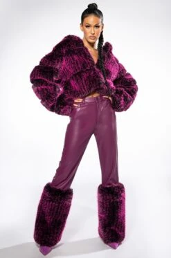 AZALEA WANG GIULIA 3D FAUX FUR CROP JACKET