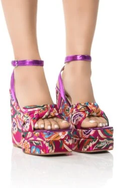 AZALEA WANG HAYDEN BROCADE WEDGE SANDAL