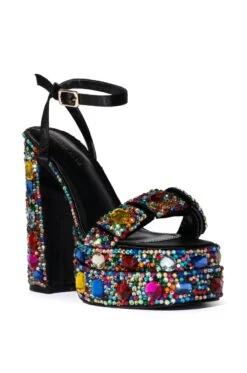 AZALEA WANG JANETTE GEM EMBELLISHED PLATFORM SANDAL IN MULTI -Oofos shop azalea wang janette gem embellished platform sandal in multi multi 3 3