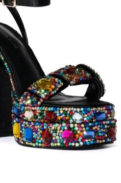 AZALEA WANG JANETTE GEM EMBELLISHED PLATFORM SANDAL IN MULTI -Oofos shop azalea wang janette gem embellished platform sandal in multi multi 5 5