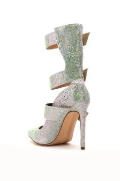 AZALEA WANG JENNA BELTED RHINESTONE EMBELLISHED PUMP IN SILVER -Oofos shop azalea wang jenna belted rhinestone embellished pump in silver silver 4 4