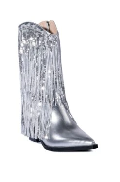 AZALEA WANG JOYFUL RING WESTERN BOOTIE IN SILVER -Oofos shop azalea wang joyful ring western bootie in silver silver 3 3