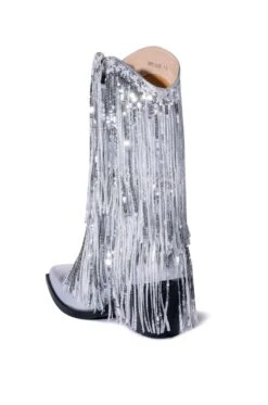 AZALEA WANG JOYFUL RING WESTERN BOOTIE IN SILVER -Oofos shop azalea wang joyful ring western bootie in silver silver 4 4