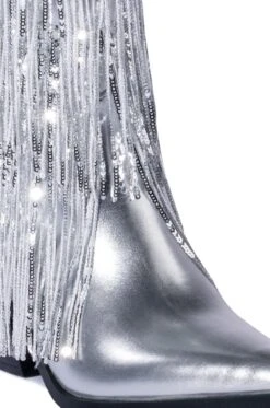 AZALEA WANG JOYFUL RING WESTERN BOOTIE IN SILVER -Oofos shop azalea wang joyful ring western bootie in silver silver 5 5