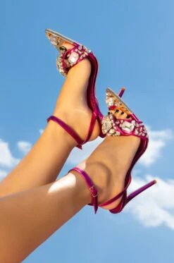 AZALEA WANG KEEP IT SWEET STILETTO SANDAL IN FUCHSIA -Oofos shop azalea wang keep it sweet stiletto sandal in fuchsia fuchsia 1 1 c1
