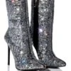 AZALEA WANG LIVELY RHINESTONE BOOTIE IN SILVER -Oofos shop azalea wang lively rhinestone bootie in silver silver 1 1