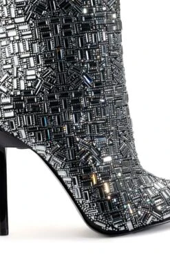 AZALEA WANG LIVELY RHINESTONE BOOTIE IN SILVER -Oofos shop azalea wang lively rhinestone bootie in silver silver 5 5