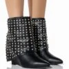 AZALEA WANG MARINA RHINESTONE STUDDED FOLD OVER WEDGE BOOTIE IN BLACK -Oofos shop azalea wang marina rhinestone studded fold over wedge bootie in black black 1 1