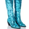 AZALEA WANG MY SWEETHEART SEQUIN EMBELLISHED BOOT IN BLUE