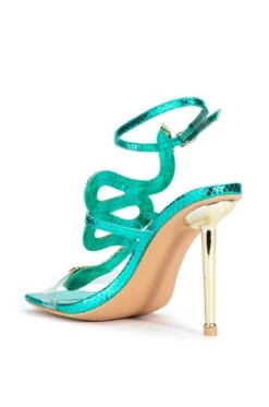 AZALEA WANG RHINESTONE COBRA STILETTO SANDAL IN GREEN -Oofos shop azalea wang rhinestone cobra stiletto sandal in green green 4 4