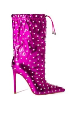 AZALEA WANG RUN THIS TOWN EMBELLISHED METALLIC BOOTIE IN FUCHSIA -Oofos shop azalea wang run this town embellished metallic bootie in fuchsia fuchsia 3 3