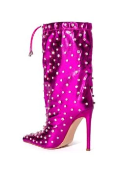 AZALEA WANG RUN THIS TOWN EMBELLISHED METALLIC BOOTIE IN FUCHSIA -Oofos shop azalea wang run this town embellished metallic bootie in fuchsia fuchsia 6 6