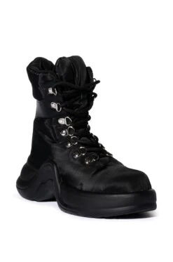 AZALEA WANG SKYLAR EDGY LACE UP BOOTIE IN BLACK -Oofos shop azalea wang skylar edgy lace up bootie in black black 3 3