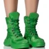 AZALEA WANG SKYLAR EDGY LACE UP BOOTIE IN GREEN -Oofos shop azalea wang skylar edgy lace up bootie in green green 1 1