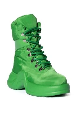 AZALEA WANG SKYLAR EDGY LACE UP BOOTIE IN GREEN -Oofos shop azalea wang skylar edgy lace up bootie in green green 3 3