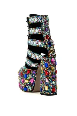 AZALEA WANG STOMP EMBELLISHED LACE UP BOOTIE IN MULTI -Oofos shop azalea wang stomp embellished lace up bootie in multi multi 4 4