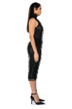 BACKSTAGE SHREDDED MIDI DRESS -Oofos shop backstage shredded midi dress black 3 3