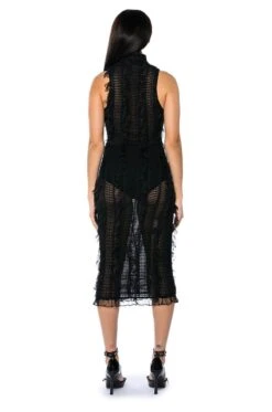 BACKSTAGE SHREDDED MIDI DRESS -Oofos shop backstage shredded midi dress black 4 4