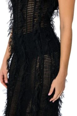 BACKSTAGE SHREDDED MIDI DRESS -Oofos shop backstage shredded midi dress black 5 5