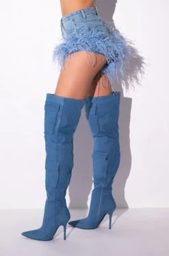 BIG ENERGY FEATHER JEAN SHORT -Oofos shop big energy feather jean short light blue denim 6 6