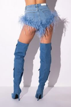 BIG ENERGY FEATHER JEAN SHORT -Oofos shop big energy feather jean short light blue denim 7 7