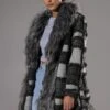FAUX FUR WOOL MIX COAT -Oofos shop faux fur wool mix coat charcoal grey 1 1