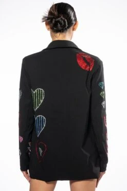 FLASHING LIGHTS RHINESTONE EMBELLISHED BLAZER -Oofos shop flashing lights embellished blazer black multi 8 8